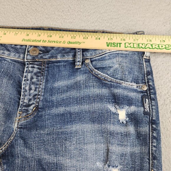 Silver Jeans Women's 33x27 Kenni Skinny Ankle Distressed Stretch Denim Pants - Picture 3 of 14